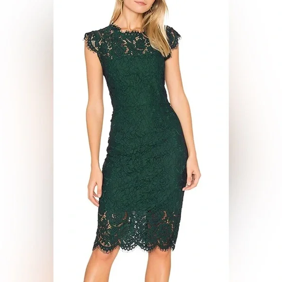 Merokeety Merokeety Women's Lace Cocktail midi Dress Crew Neck small green | Sz: S | Color: green